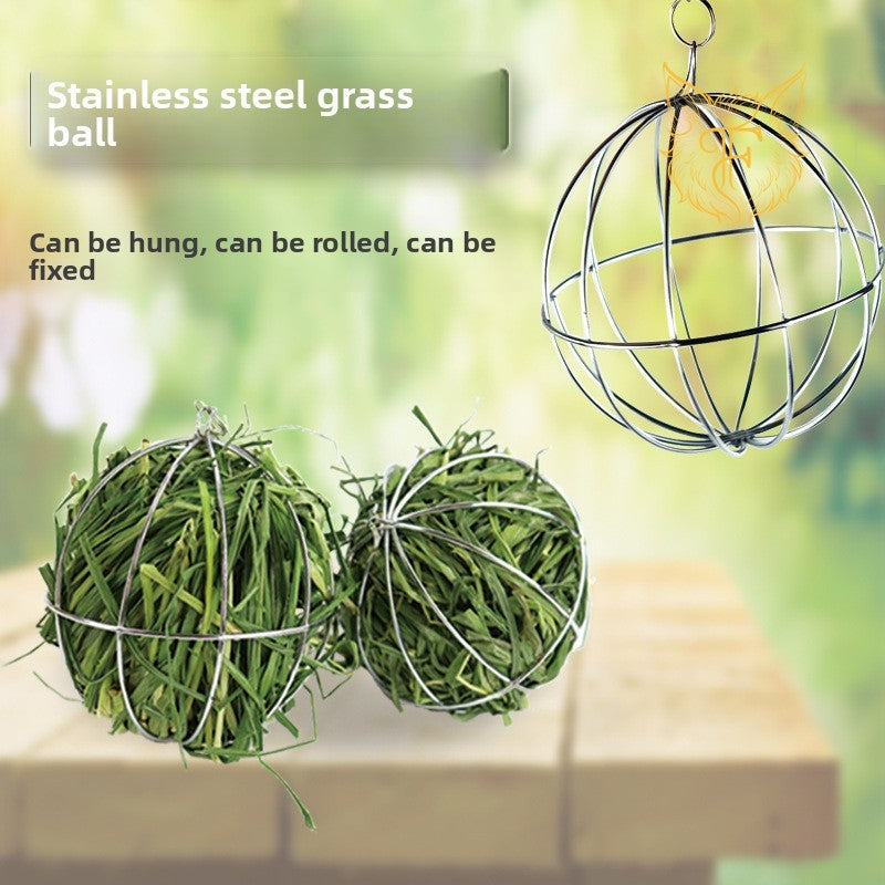 Factory direct 8cm pet grass ball holder - pet supplies wire grass ball stand - suitable for rabbits, chinchillas, and guinea pigs - rabbit cage accessory