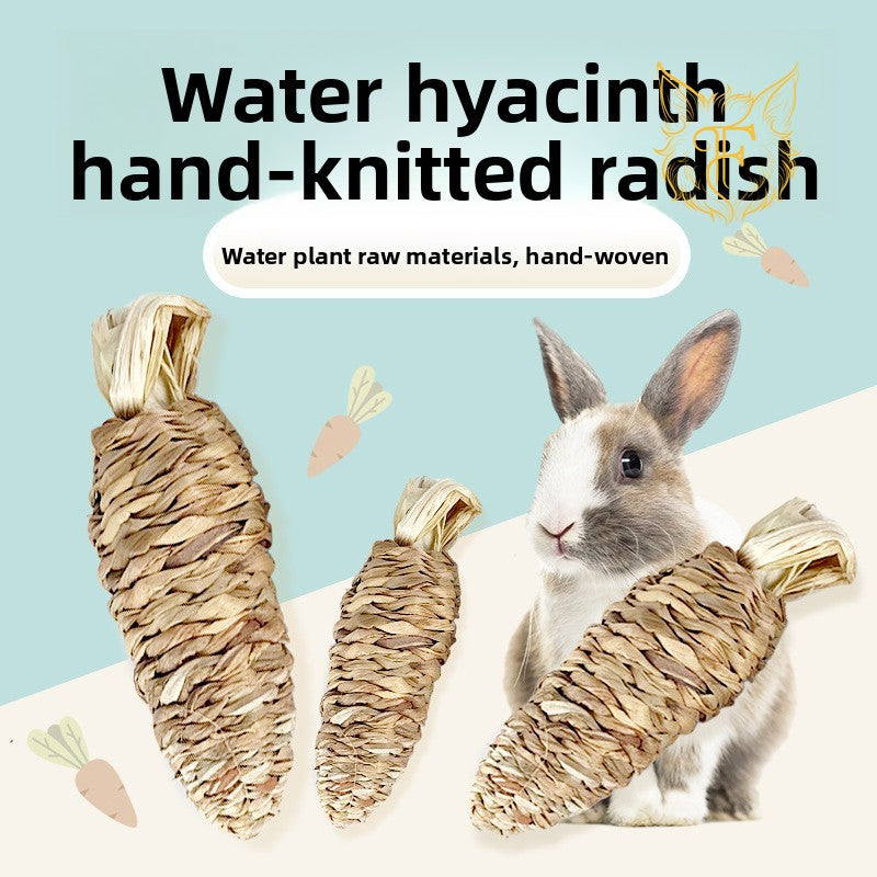 Rabbit teething water hyacinth hand-knitted radish toy rabbit guinea pig chinchilla guinea pig teething pet rabbit supplies