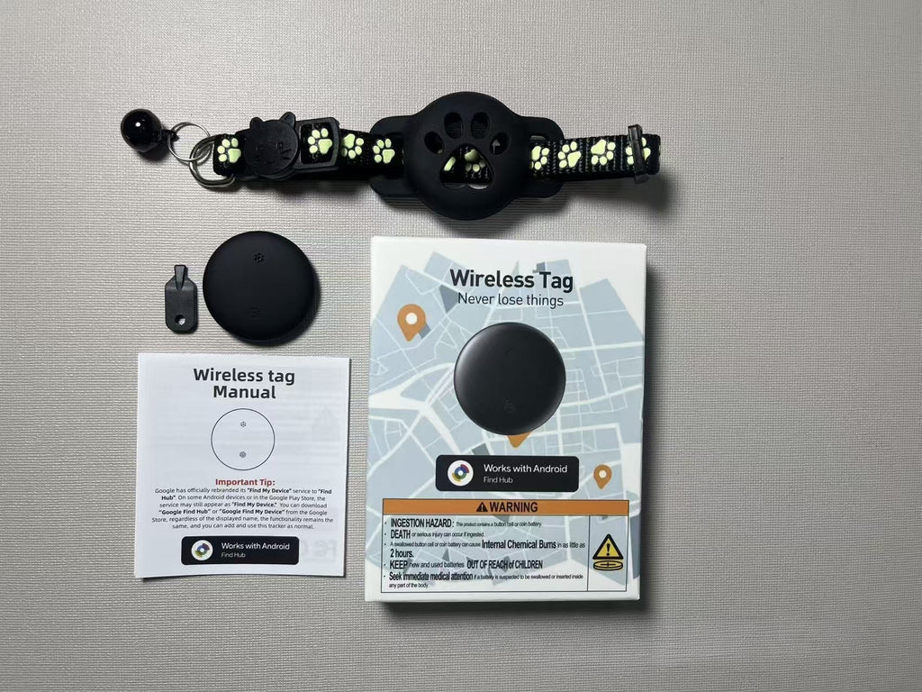 Cat tracking collar - reflective, anti-loss pet tracker - universal ios, android, google find my compatible - waterproof, ce certified