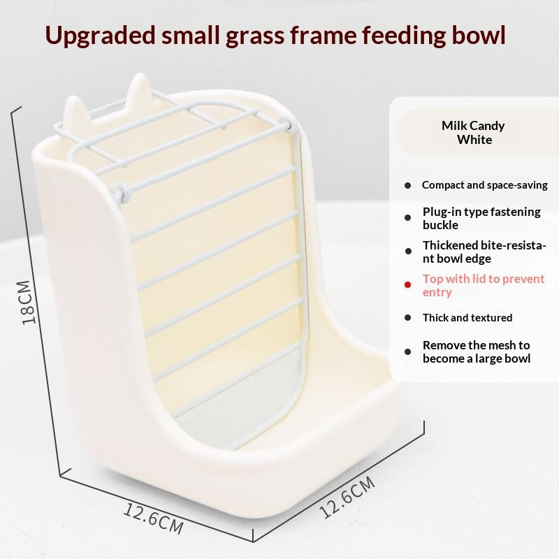 Two-in-one rabbit food bowl and trough, fixed food bowl, rabbit food, feed box, grass rack, hamster, chinchilla, one piece