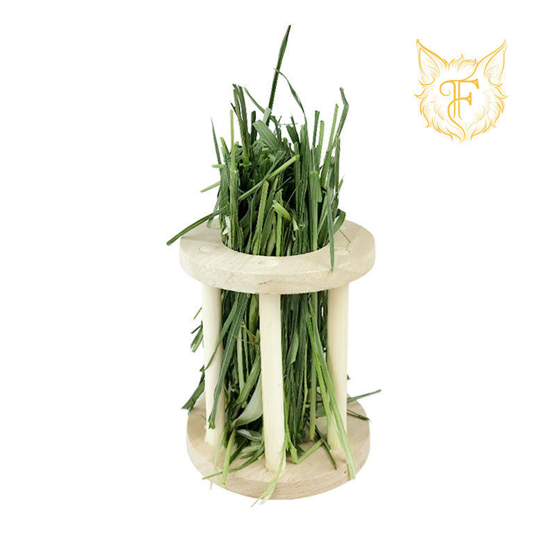 Rabbit wooden grass rack guinea pig chinchilla guinea pig pet rabbit grass bucket built-in fixed hanging grass rack food basin