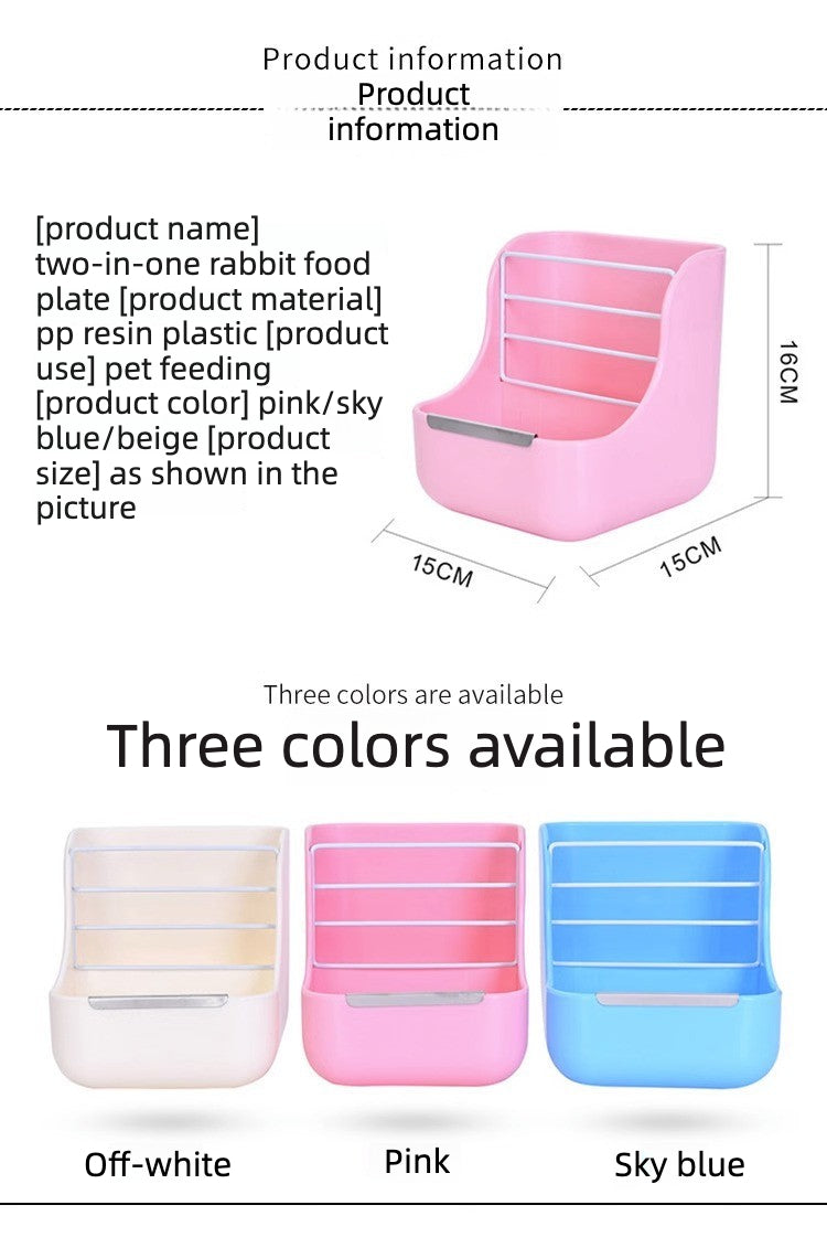 Rabbit 2-in-1 grass rack food bowl anti-rollover chinchilla guinea pig dual-purpose grass bowl feeding box anti-rollover