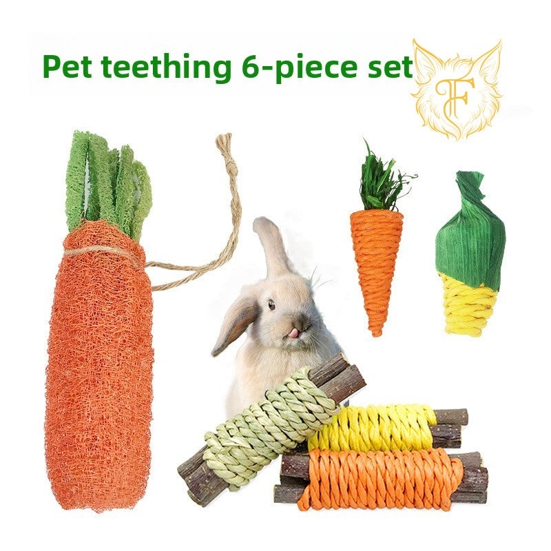 Pet toy dental chews & teething sticks combo set - hamster & rabbit teething kit (6-piece set)