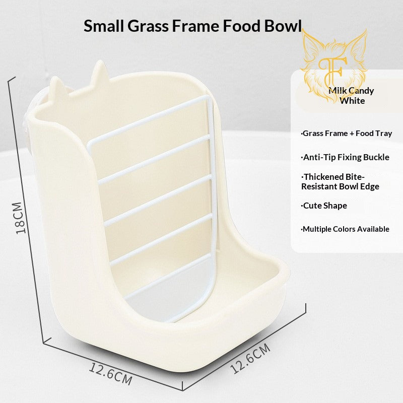 Two-in-one rabbit food bowl and trough, fixed food bowl, rabbit food, feed box, grass rack, hamster, chinchilla, one piece