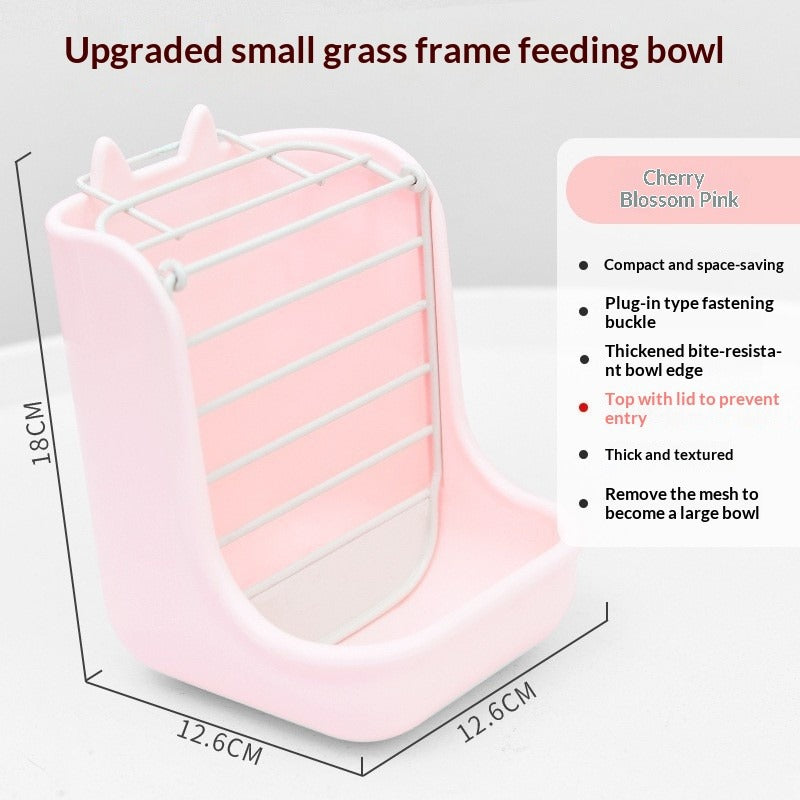 Two-in-one rabbit food bowl and trough, fixed food bowl, rabbit food, feed box, grass rack, hamster, chinchilla, one piece