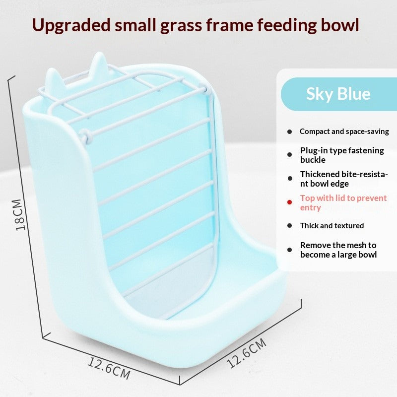 Two-in-one rabbit food bowl and trough, fixed food bowl, rabbit food, feed box, grass rack, hamster, chinchilla, one piece