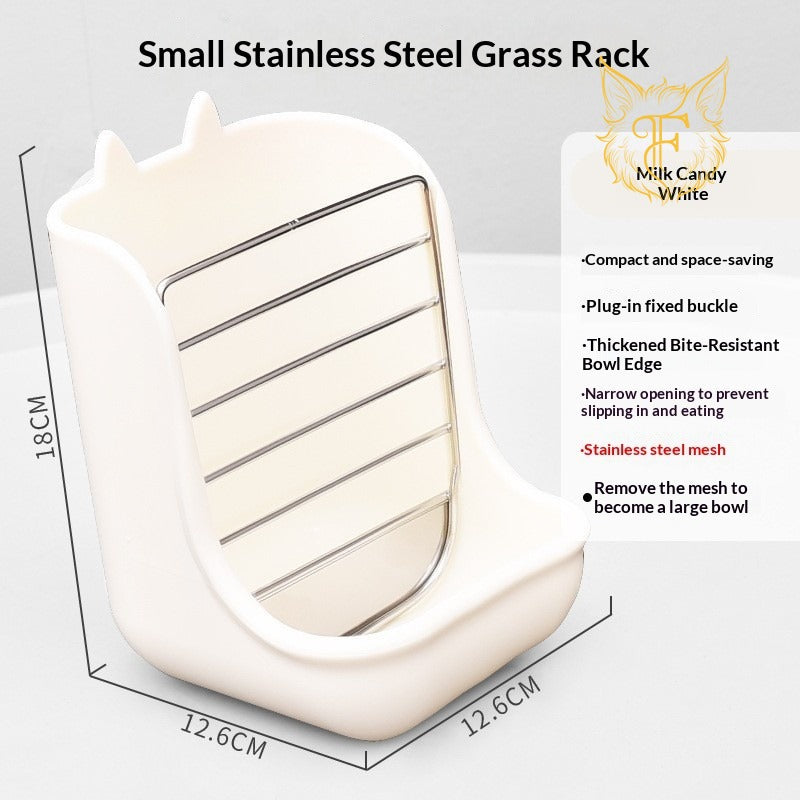 Two-in-one rabbit food bowl and trough, fixed food bowl, rabbit food, feed box, grass rack, hamster, chinchilla, one piece