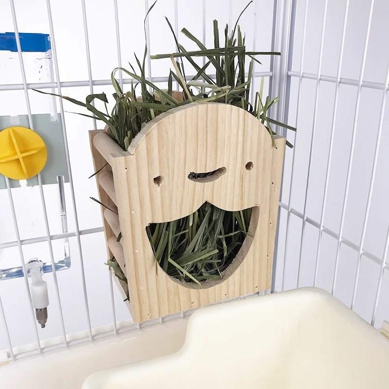 Pet wooden grass frame rabbit food basin food box two-in-one grass frame rabbit rabbit guinea pig chinchilla built-in fixed grass frame