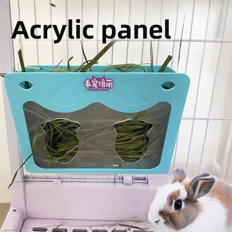 Rabbit grass rack can be fixed and hung for both internal and external use. acrylic transparent grass rack. large capacity. simple grass basket. rabbit supplies
