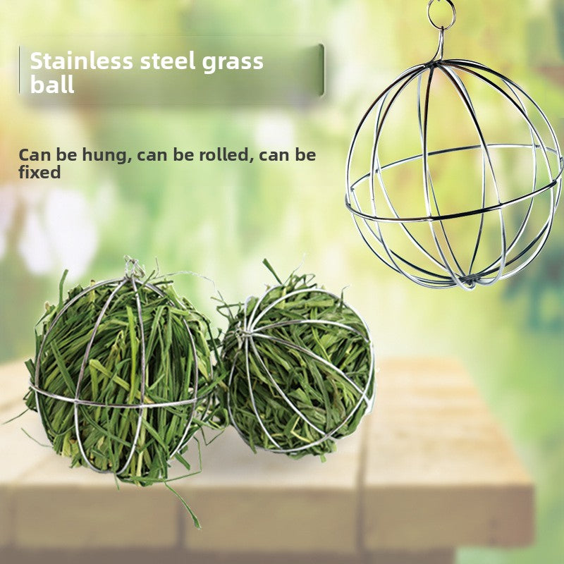 Factory direct 8cm pet grass ball holder - pet supplies wire grass ball stand - suitable for rabbits, chinchillas, and guinea pigs - rabbit cage accessory
