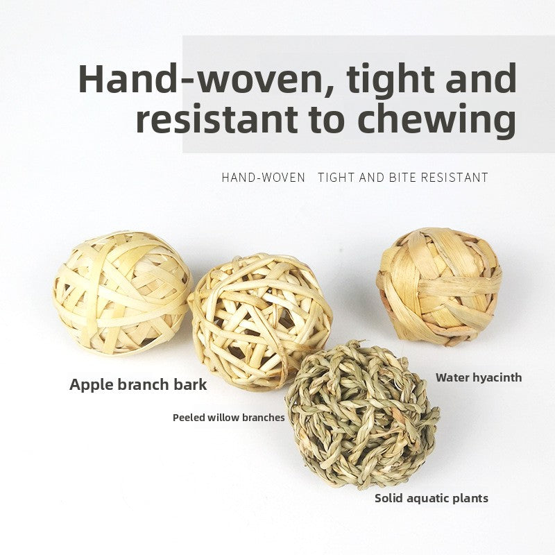 Rabbit teething grass ball straw teething toy woven ball rabbit guinea pig chinchilla chewing boring bunny toy