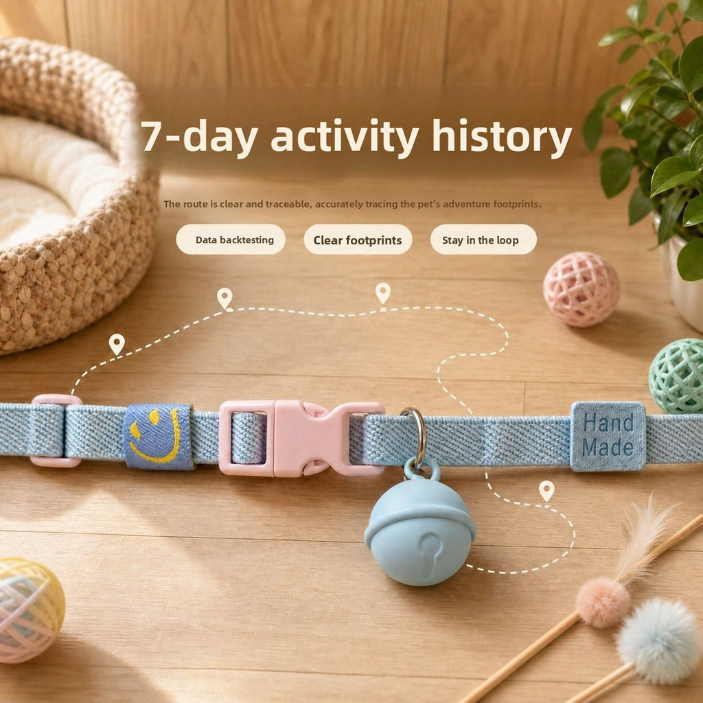 Cross-border pet smart anti-lost device positioning collar with locator adjustable buckle cat dog bell collar