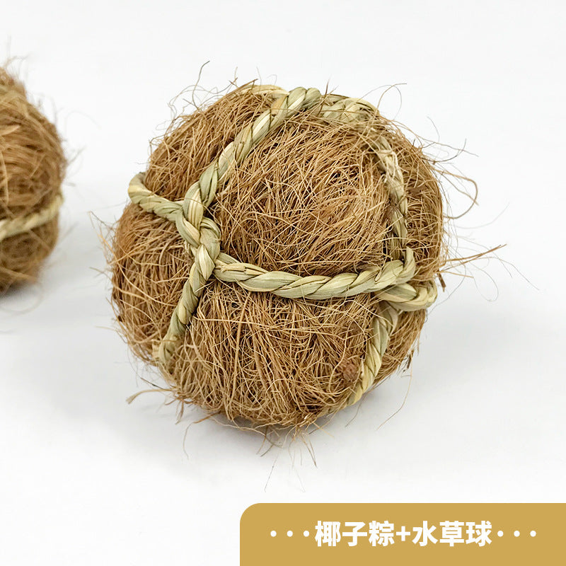 Rabbit teething grass ball straw teething toy woven ball rabbit guinea pig chinchilla chewing boring bunny toy