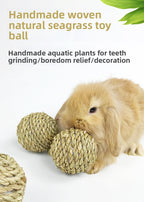 Pet hand-knitted water grass ball, teething grass ball, rabbit boredom toy, guinea pig, chinchilla, chewing grass ball, bunny