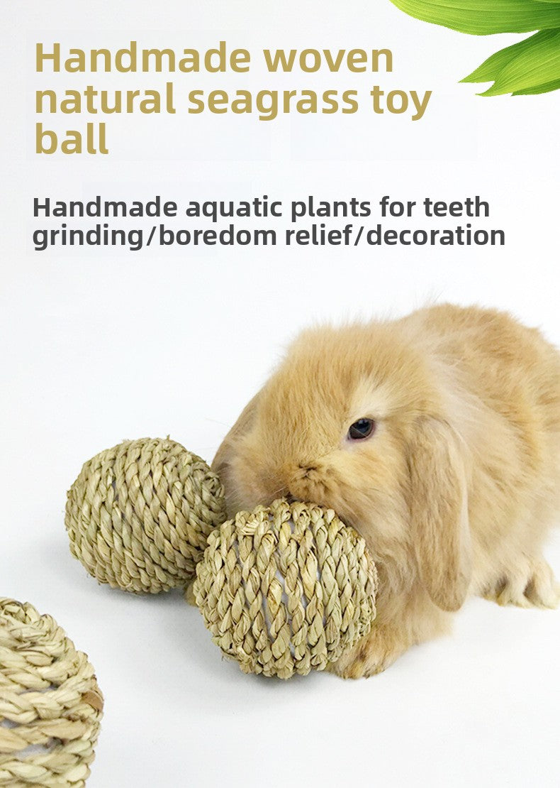Pet hand-knitted water grass ball, teething grass ball, rabbit boredom toy, guinea pig, chinchilla, chewing grass ball, bunny