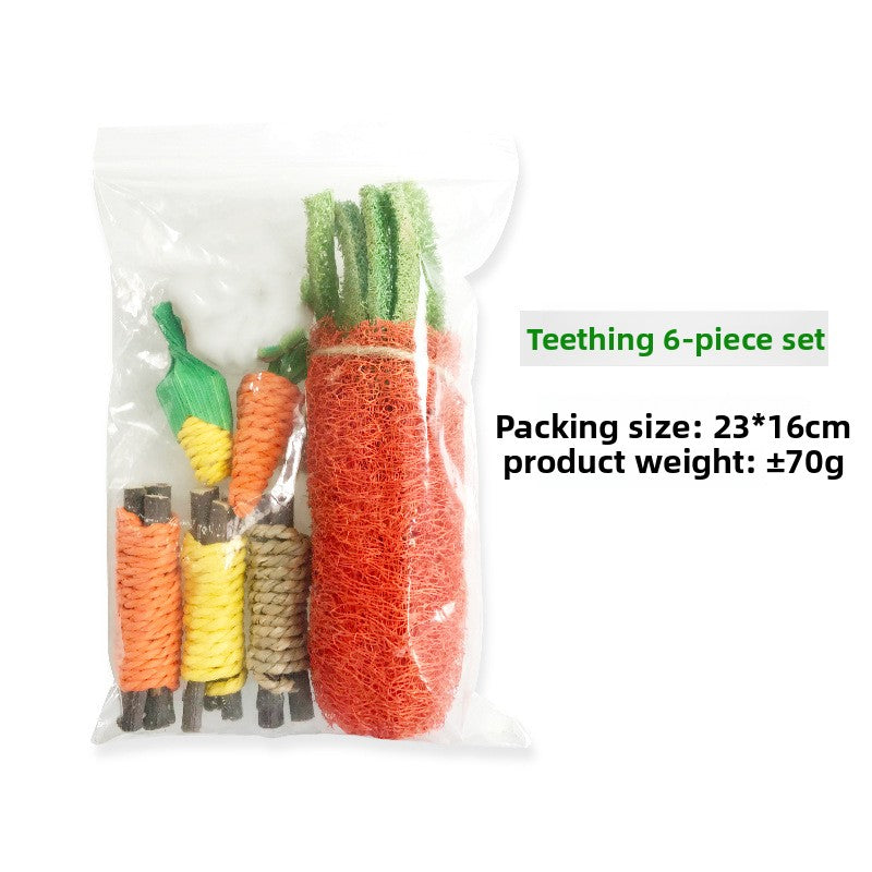 Pet toy dental chews & teething sticks combo set - hamster & rabbit teething kit (6-piece set)