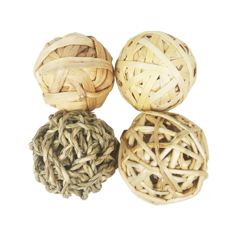 Rabbit teething grass ball straw teething toy woven ball rabbit guinea pig chinchilla chewing boring bunny toy