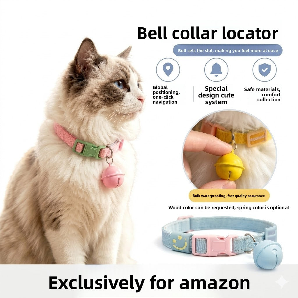 Cross-border pet smart anti-lost device positioning collar with locator adjustable buckle cat dog bell collar
