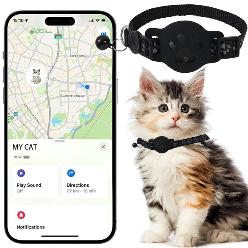 Cat tracking collar - reflective, anti-loss pet tracker - universal ios, android, google find my compatible - waterproof, ce certified