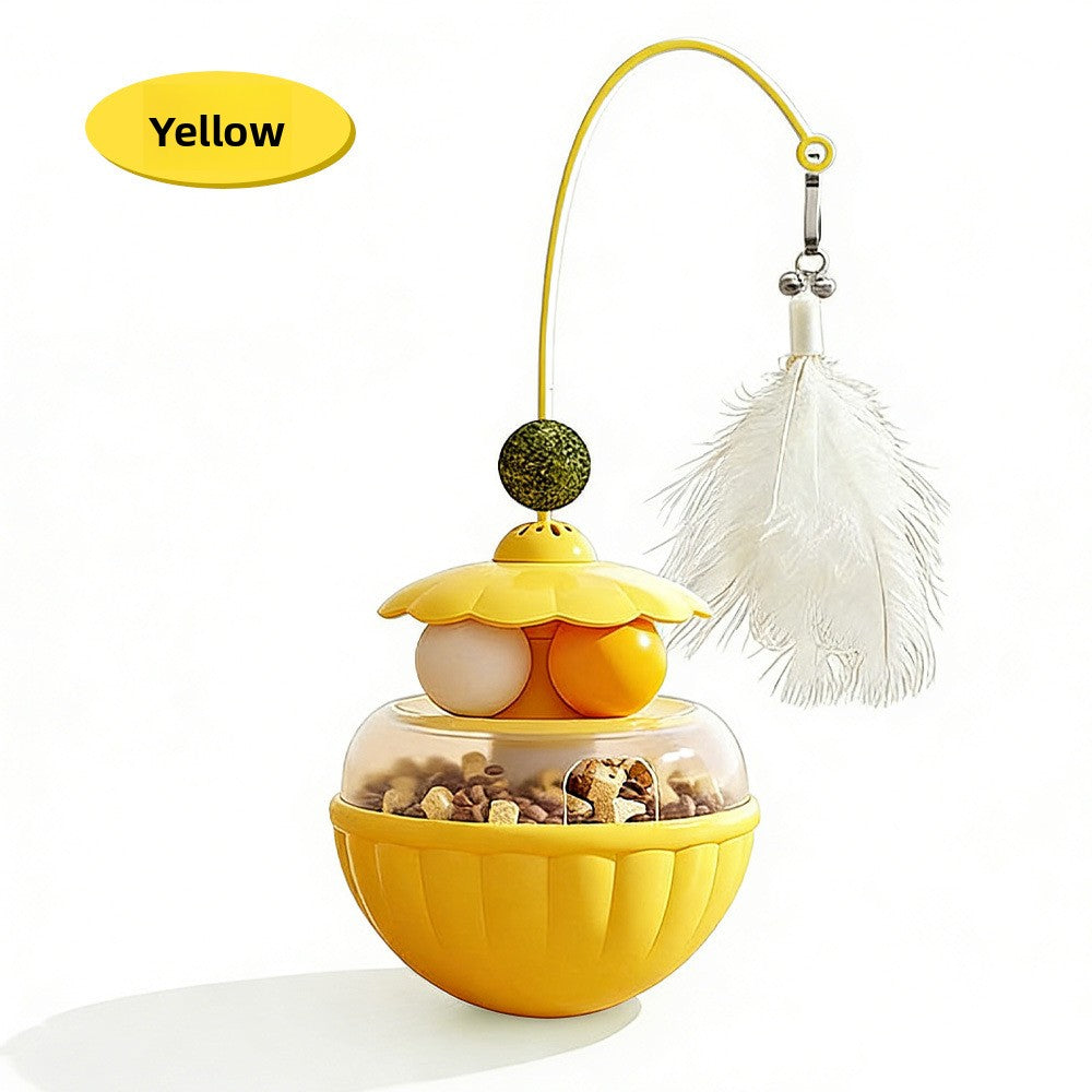 Cat toy petal tumbler teaser wand - interactive fun for kittens & cats - self-play, treat dispensing, and anti-boredom - pet toy
