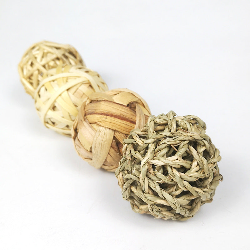 Rabbit teething grass ball straw teething toy woven ball rabbit guinea pig chinchilla chewing boring bunny toy