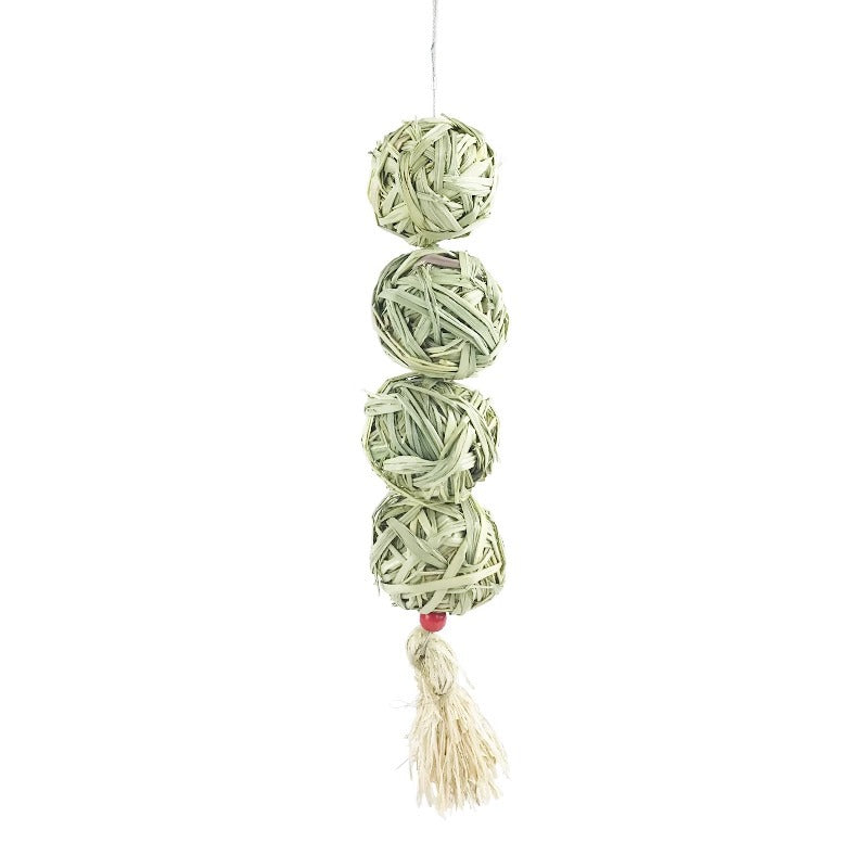 Pet rabbit straw ball hanging string hand-knitted straw ball boring toy rabbit chinchilla teething lantern string toy supplies