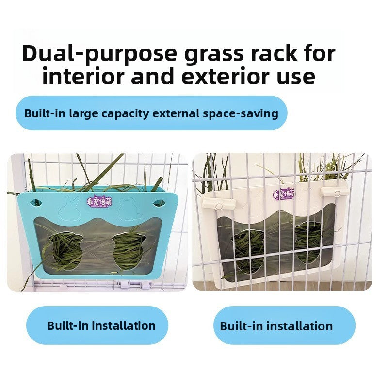 Rabbit grass rack can be fixed and hung for both internal and external use. acrylic transparent grass rack. large capacity. simple grass basket. rabbit supplies
