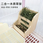 Pet wooden grass frame rabbit food basin food box two-in-one grass frame rabbit rabbit guinea pig chinchilla built-in fixed grass frame