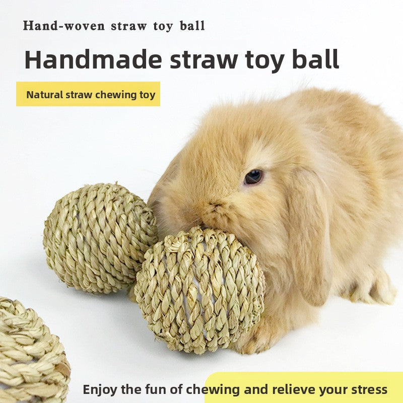 Pet hand-knitted water grass ball, teething grass ball, rabbit boredom toy, guinea pig, chinchilla, chewing grass ball, bunny