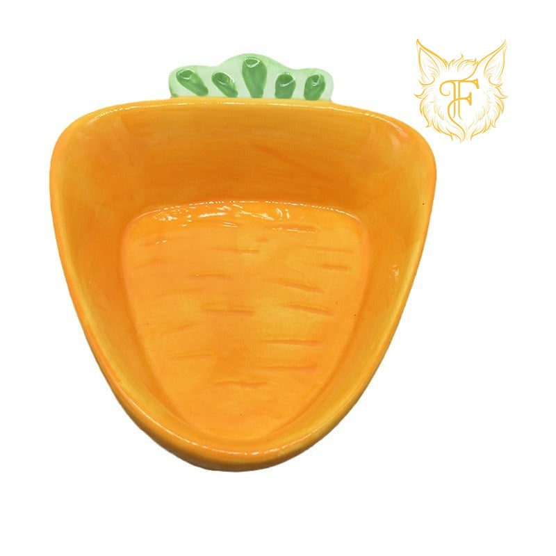 Pet creative carrot food bowl anti-tip rabbit chinchilla neutral ceramic anti-bite cartoon food box