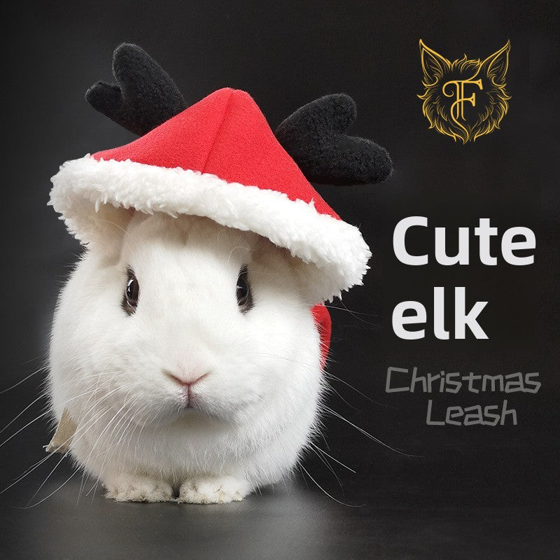 Rabbit clothes leash cute christmas new year outfit pet rabbit warm clothing thickened fleece pet clothes