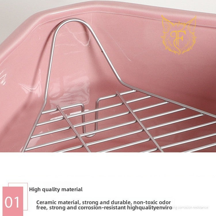 Rabbit toilet overweight anti-turning anti-bite ceramic triangle pentagon toilet chinchilla toilet squirrel large urinal