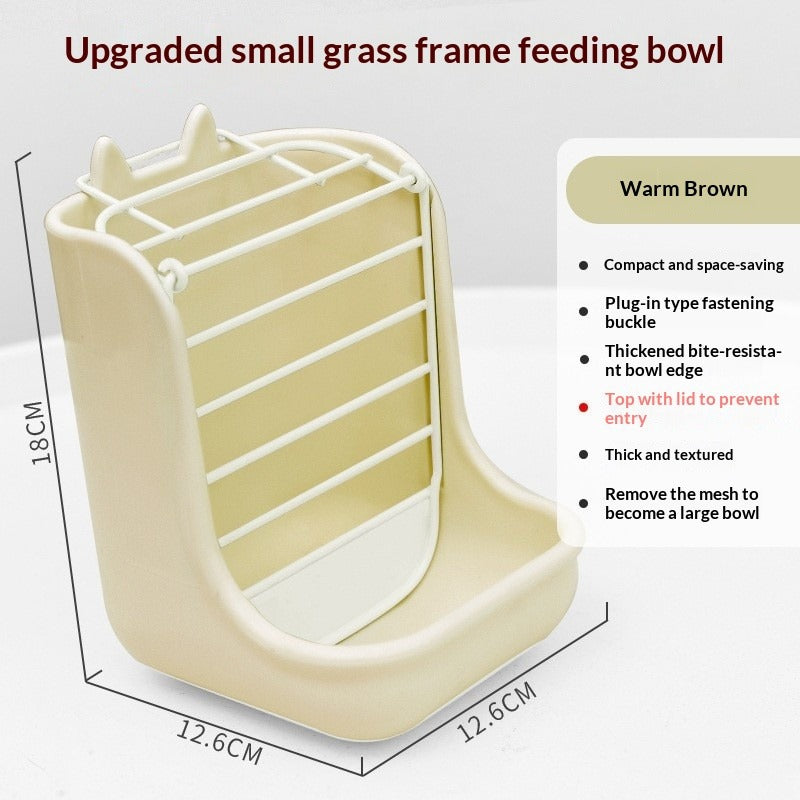 Two-in-one rabbit food bowl and trough, fixed food bowl, rabbit food, feed box, grass rack, hamster, chinchilla, one piece