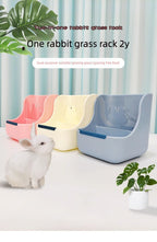 Rabbit 2-in-1 grass rack food bowl anti-rollover chinchilla guinea pig dual-purpose grass bowl feeding box anti-rollover