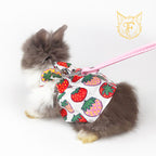 Pet rabbit leash cute strawberry vest style clothes rabbit leash anti-breakout pet leash pet rabbit clothes