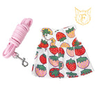 Pet rabbit leash cute strawberry vest style clothes rabbit leash anti-breakout pet leash pet rabbit clothes
