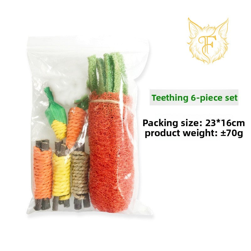 Pet toy dental chews & teething sticks combo set - hamster & rabbit teething kit (6-piece set)