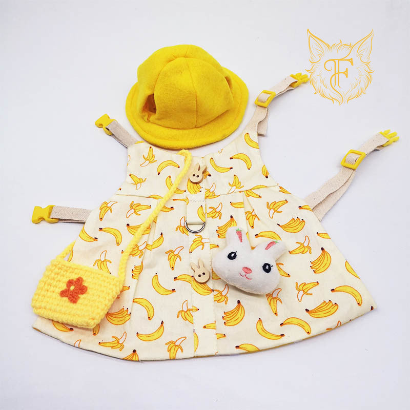 Fall and winternew arrivalheattech pet rabbit clothes pastoral small banana leash guinea pig dwarf rabbit hat cute style