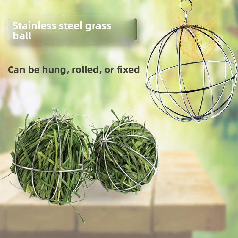 Factory direct 8cm pet grass ball holder - pet supplies wire grass ball stand - suitable for rabbits, chinchillas, and guinea pigs - rabbit cage accessory