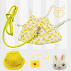 Fall and winternew arrivalheattech pet rabbit clothes pastoral small banana leash guinea pig dwarf rabbit hat cute style