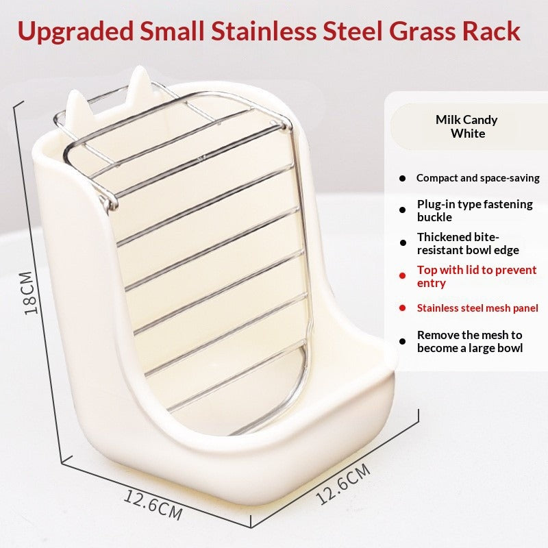 Two-in-one rabbit food bowl and trough, fixed food bowl, rabbit food, feed box, grass rack, hamster, chinchilla, one piece